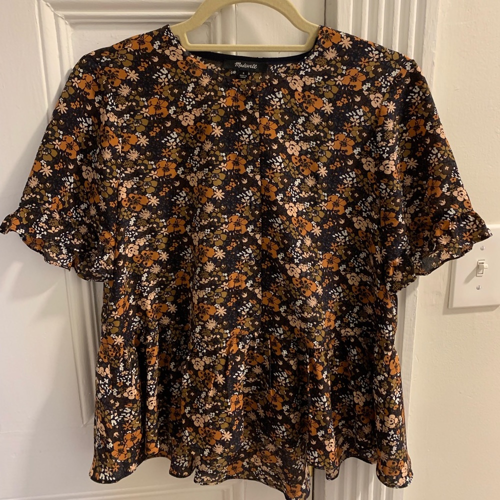 Madewell floral peplum blouse